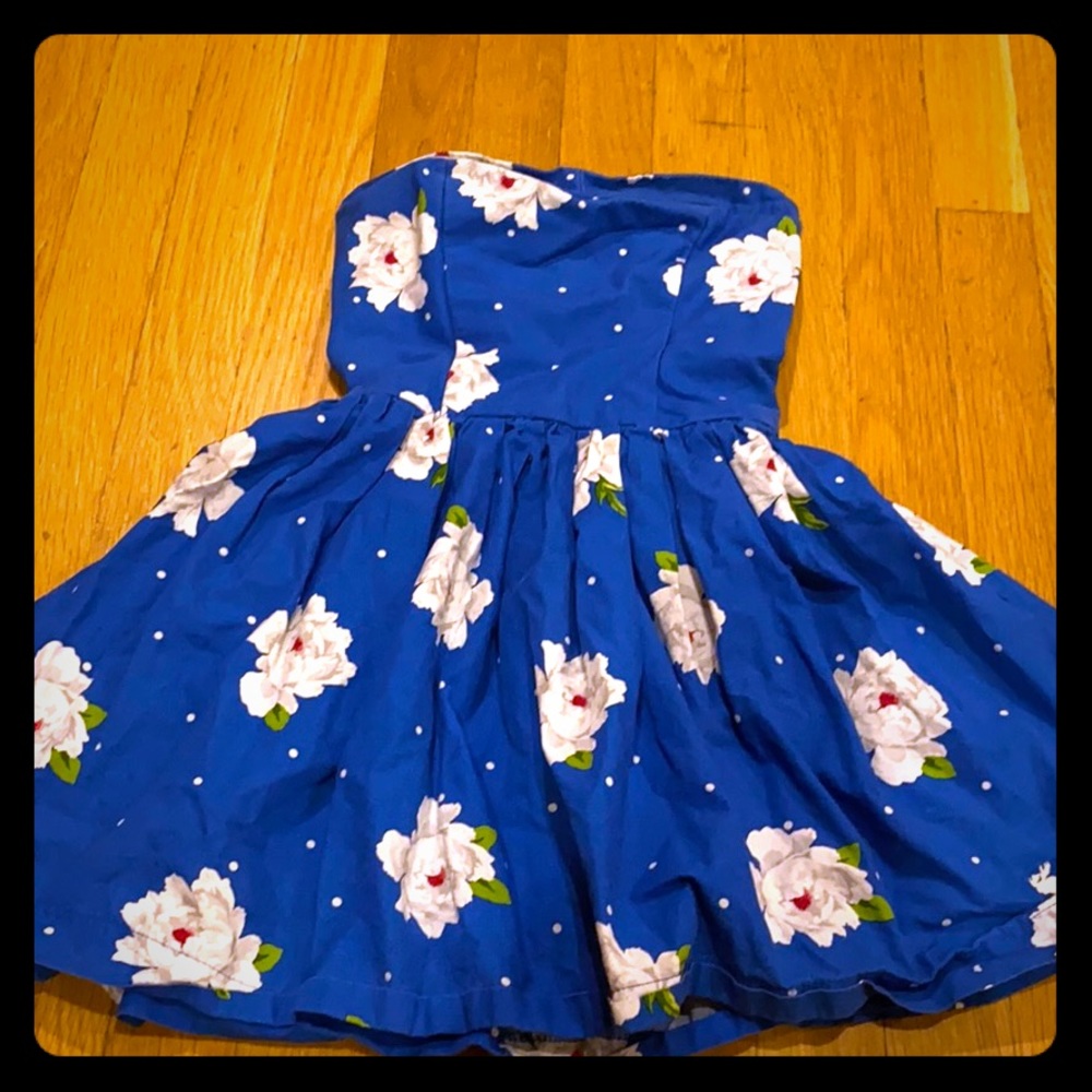abercrombie kids Blue Floral Strapless Dress